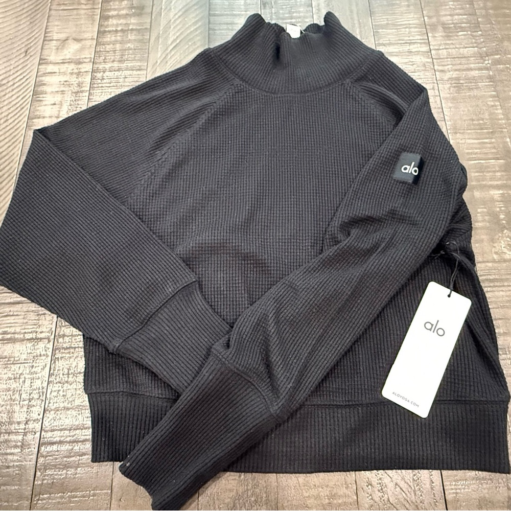 ALO Yoga Women Mock Neck Waffle Sweater
